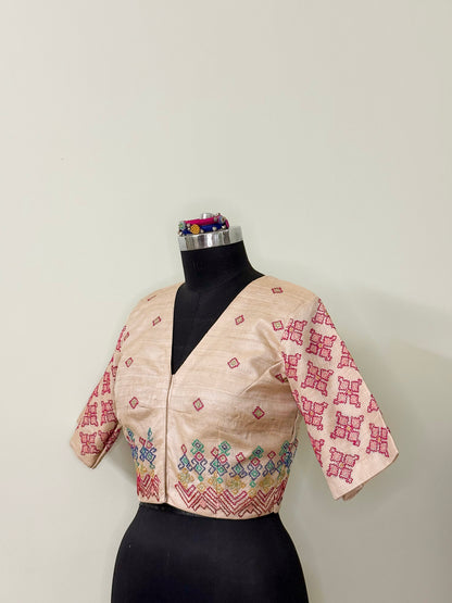 Tussar Silk Dharvadi Blouse (Semi-Stitched)