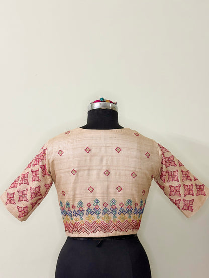 Tussar Silk Dharvadi Blouse (Semi-Stitched)